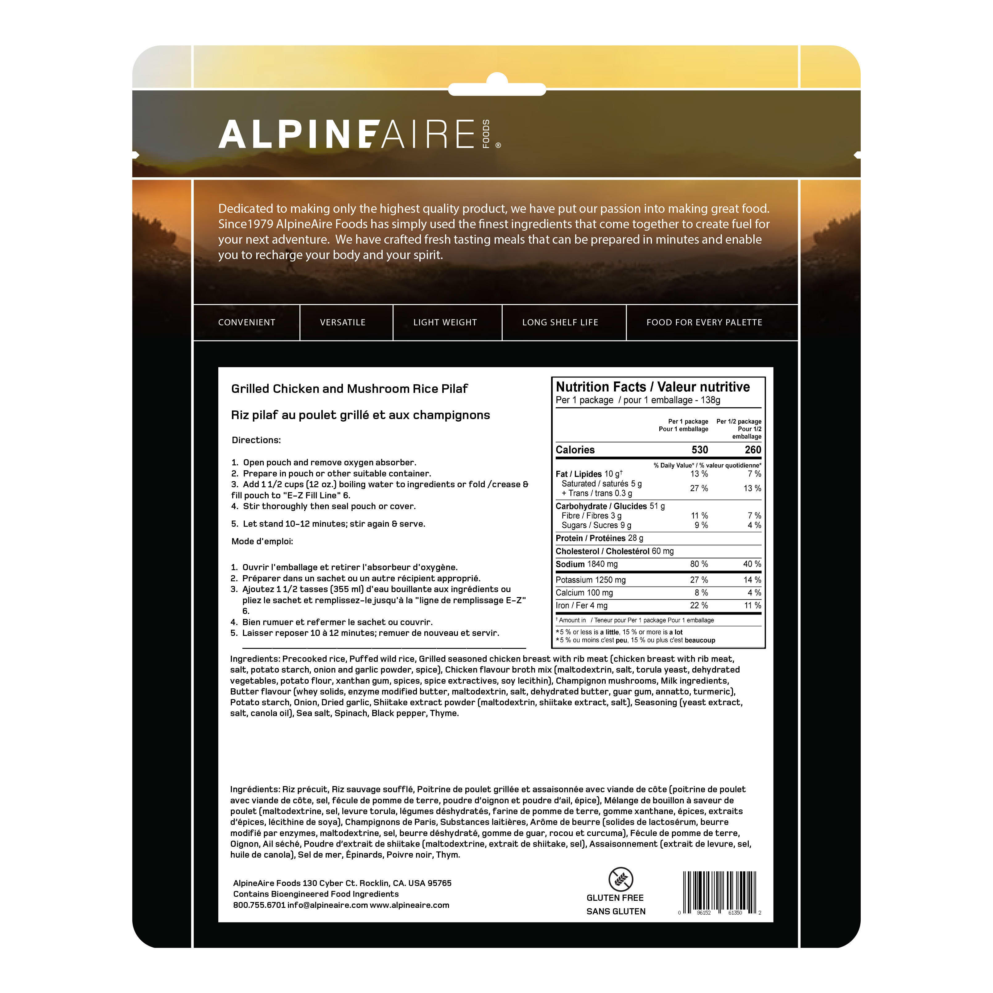 AlpineAire® Grilled Chicken and Mushroom Wild Rice Pilaf