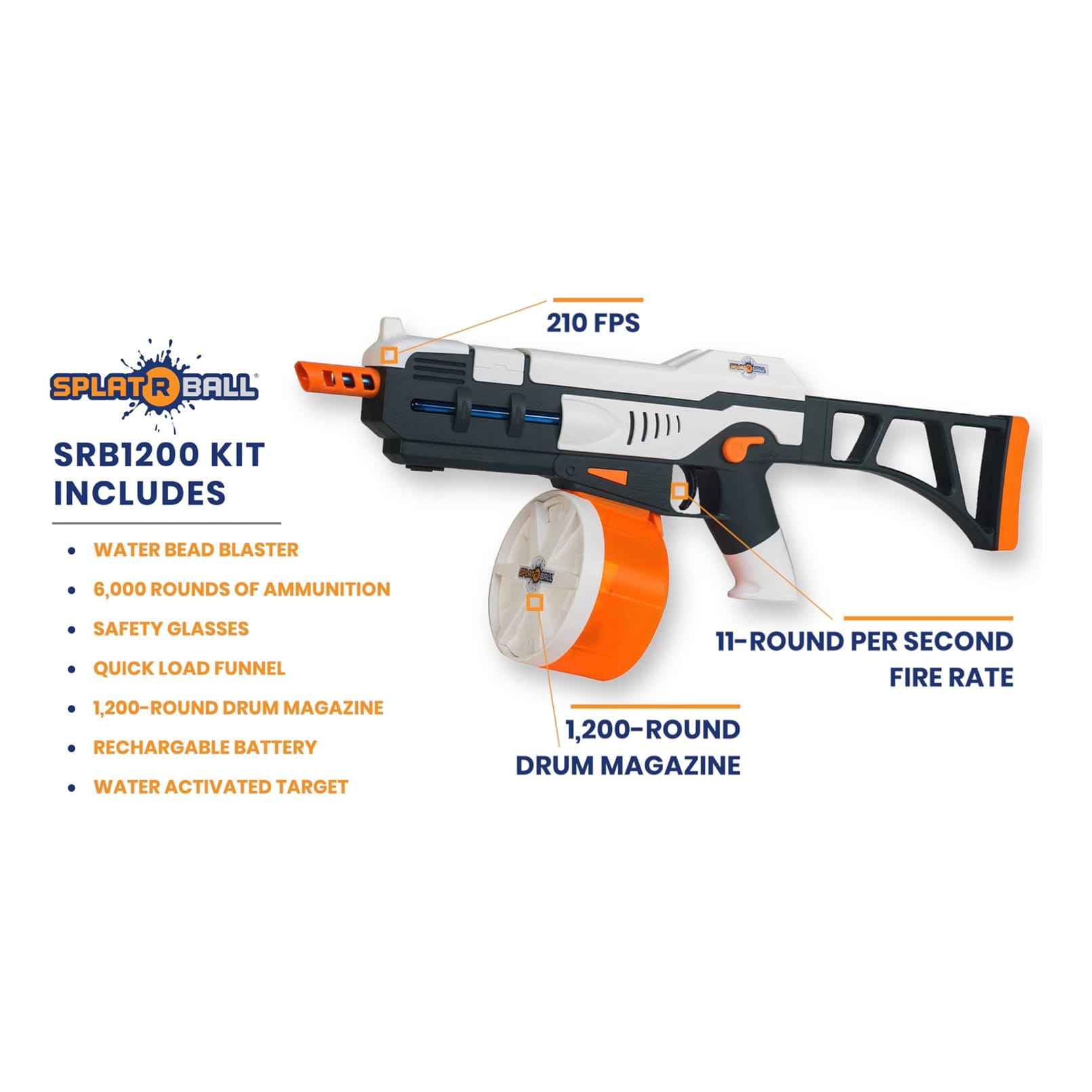Splat-R-Ball™ SRB1200 Full-Auto Water Bead Blaster Kit