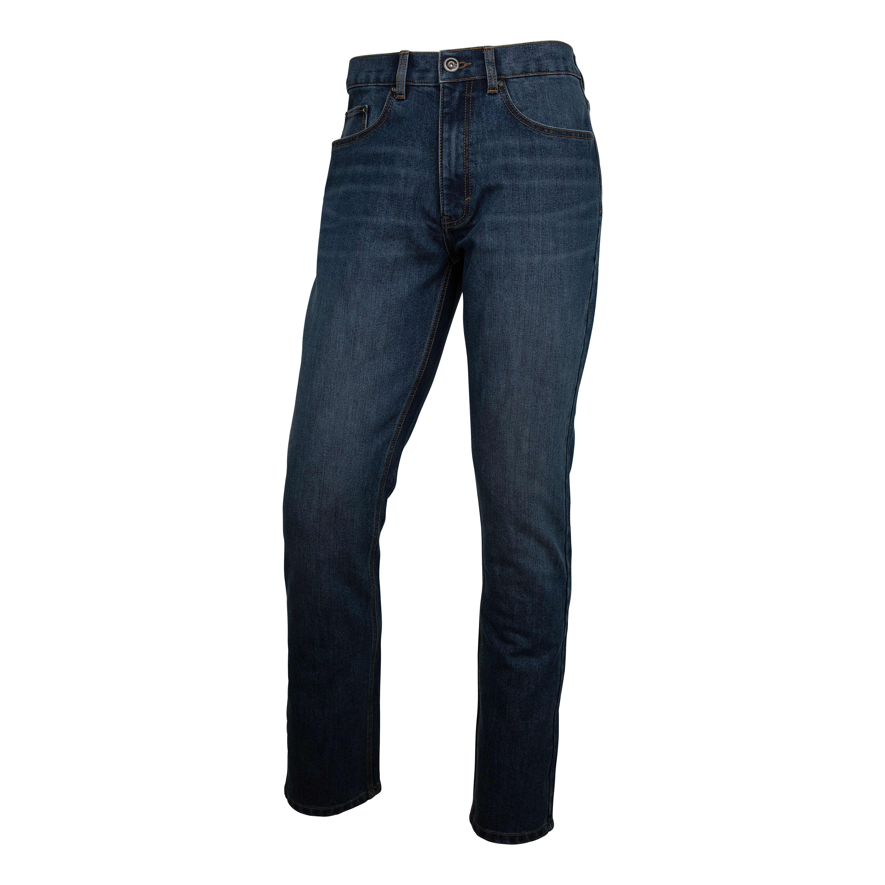 Cabela's Mens Red Flannel Lined Jeans Medium Wash Blue Denim 24x28