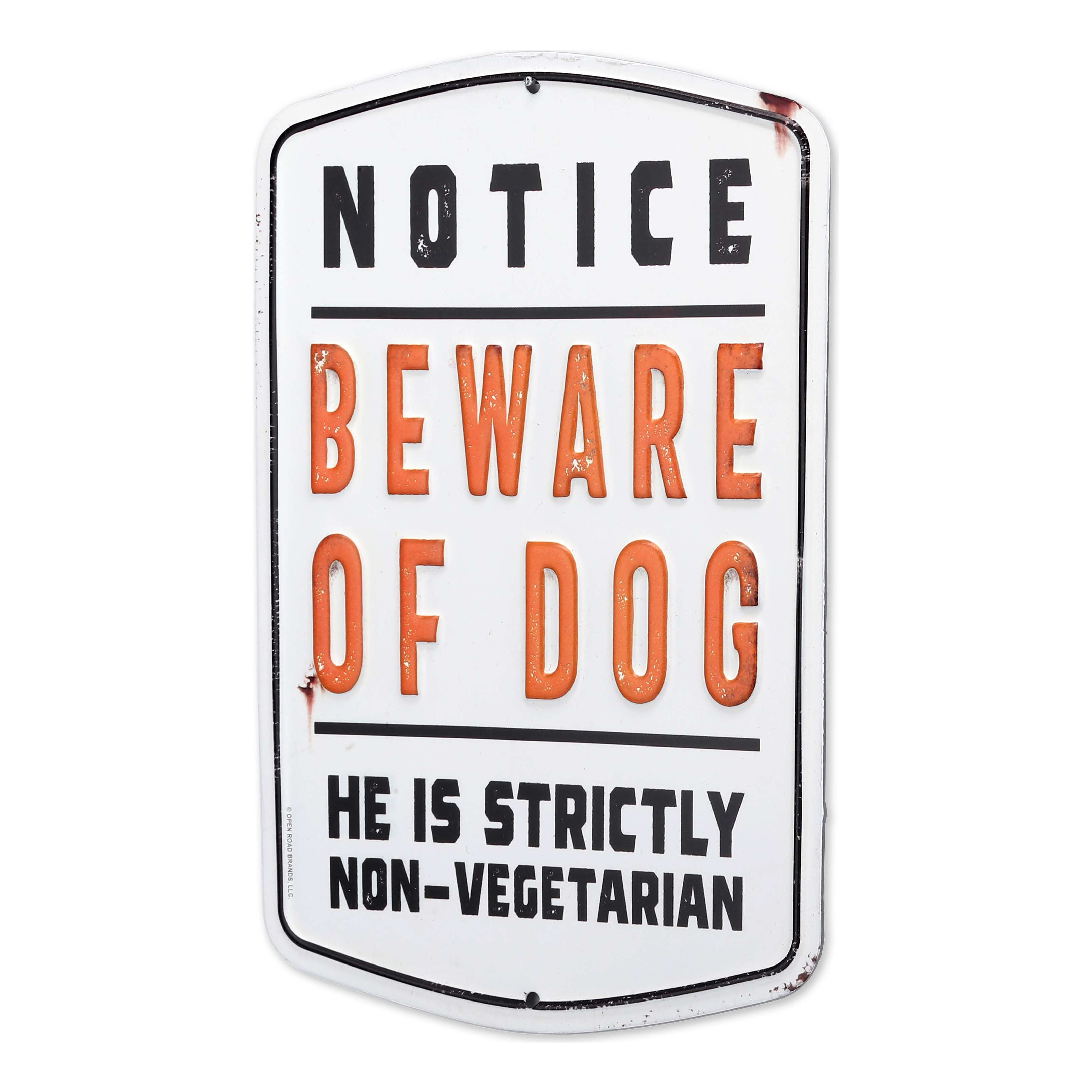 Open Road's Beware of Dog Embossed Metal Sign