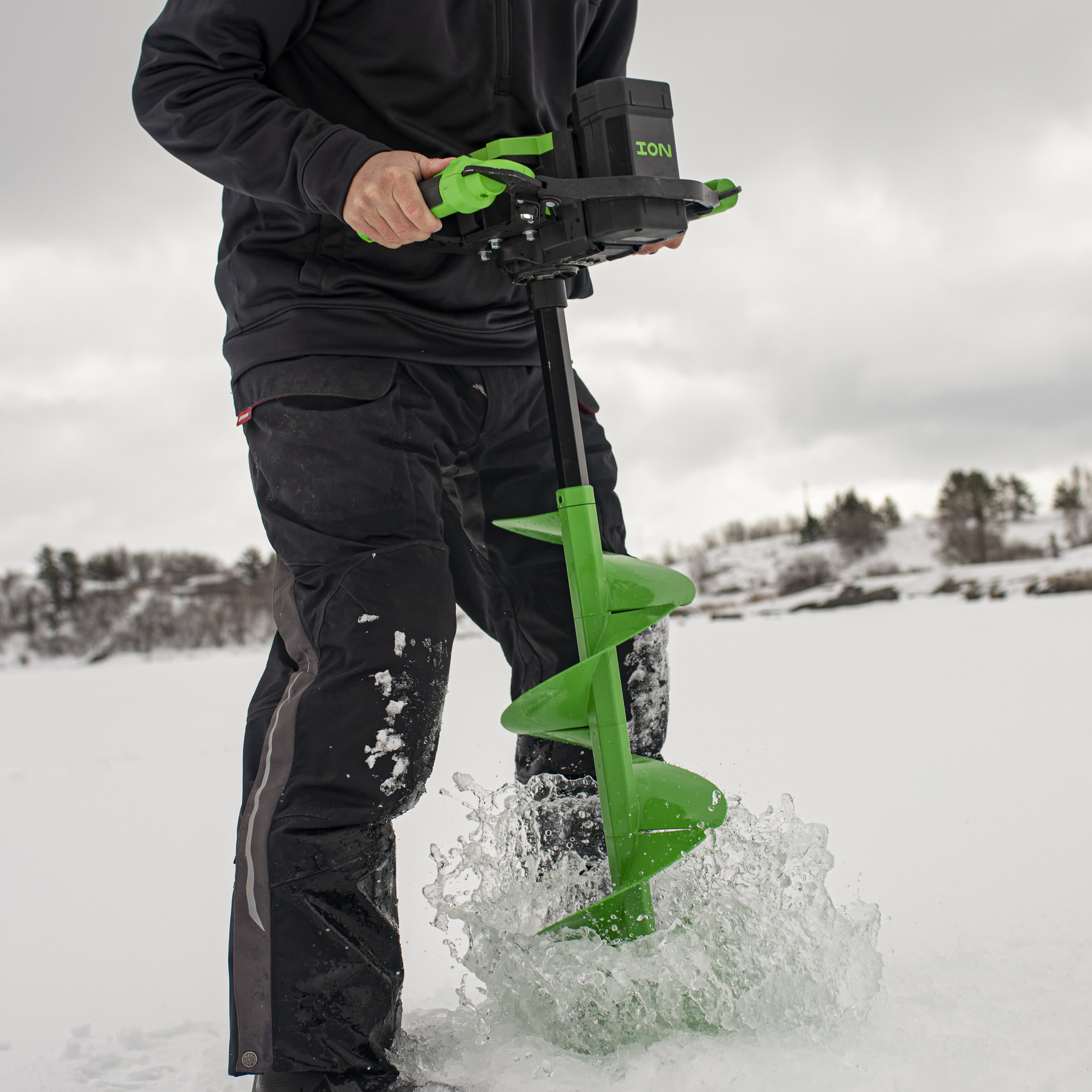 ION® Alpha Plus Ice Auger with two batteries