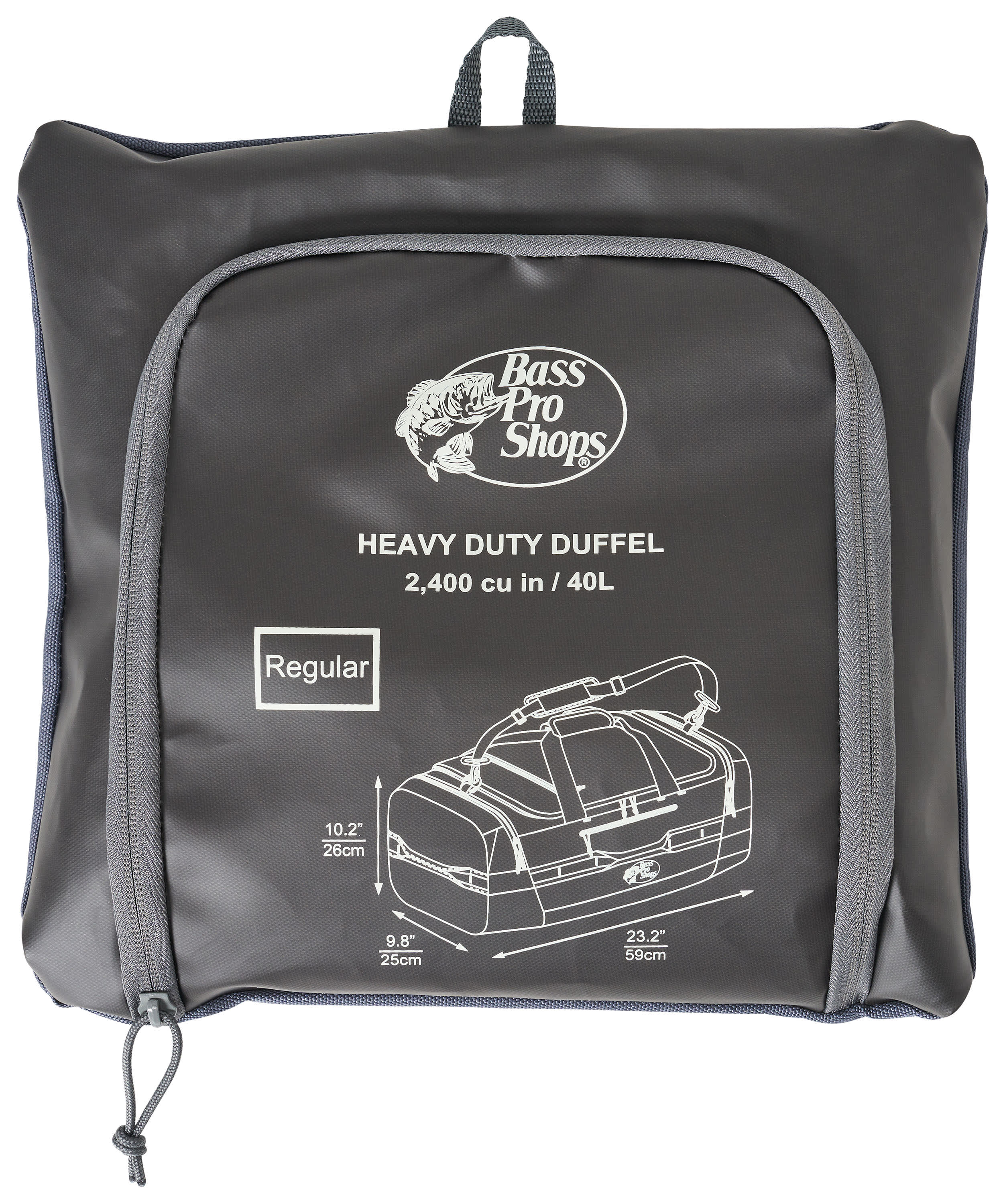 Bass Pro Shops® Heavy-Duty Packable Duffel Bag - 40 Litre - Grey/Black