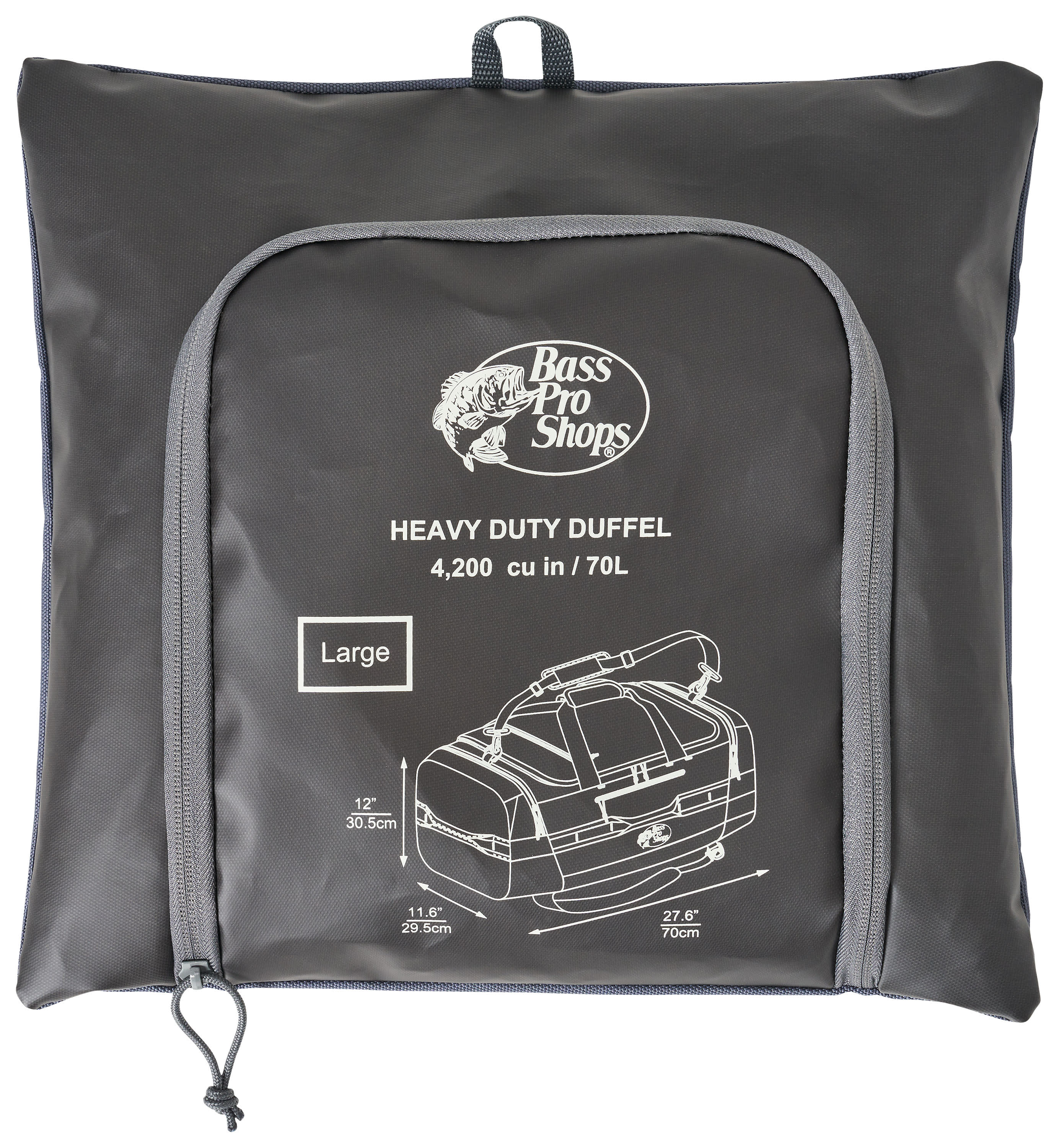 Bass Pro Shops® Heavy-Duty Packable Duffel Bag - 70 Litre - Grey/Black