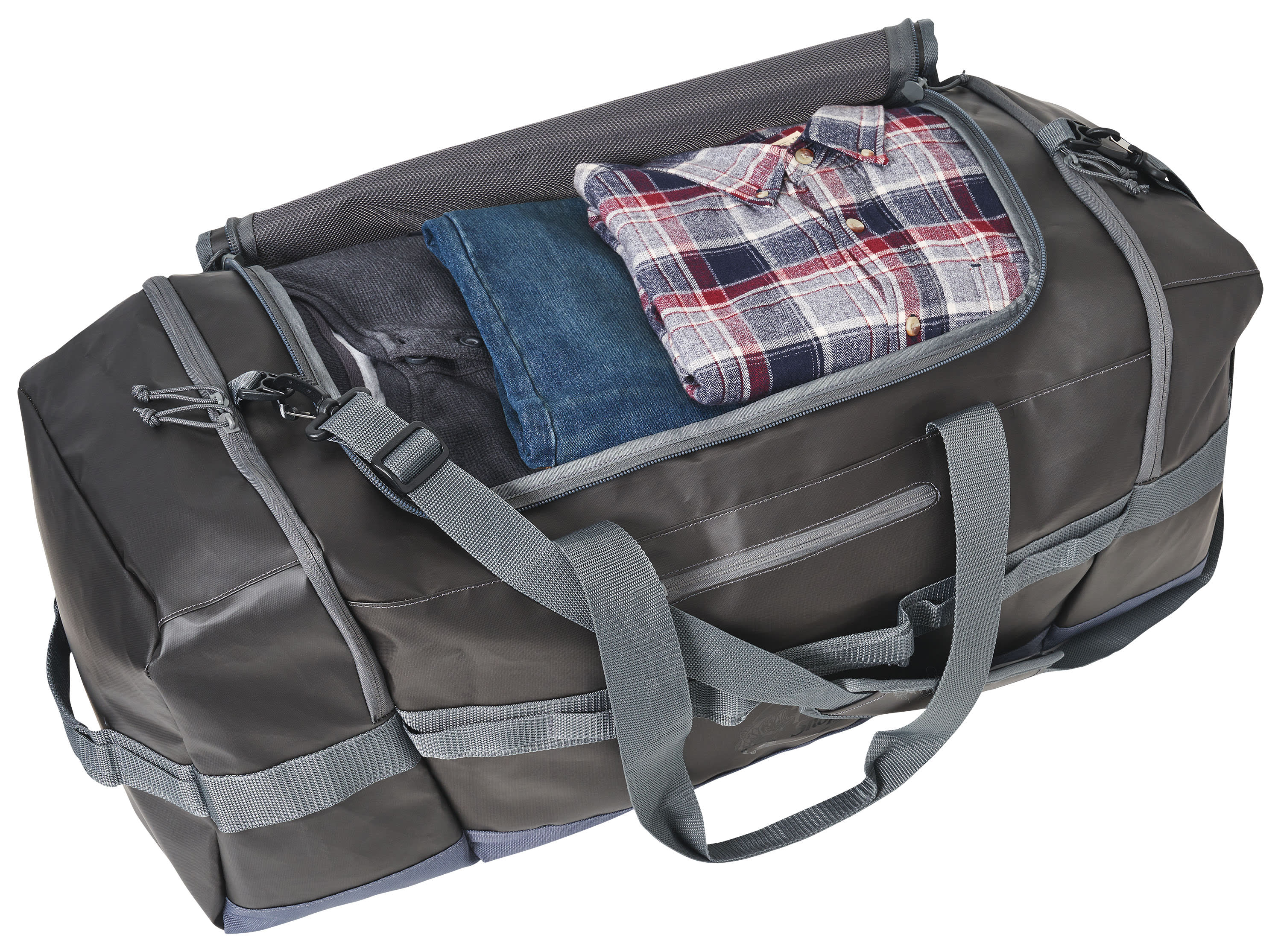 Bass Pro Shops® Heavy-Duty Packable Duffel Bag - 100 Litre - Grey/Black
