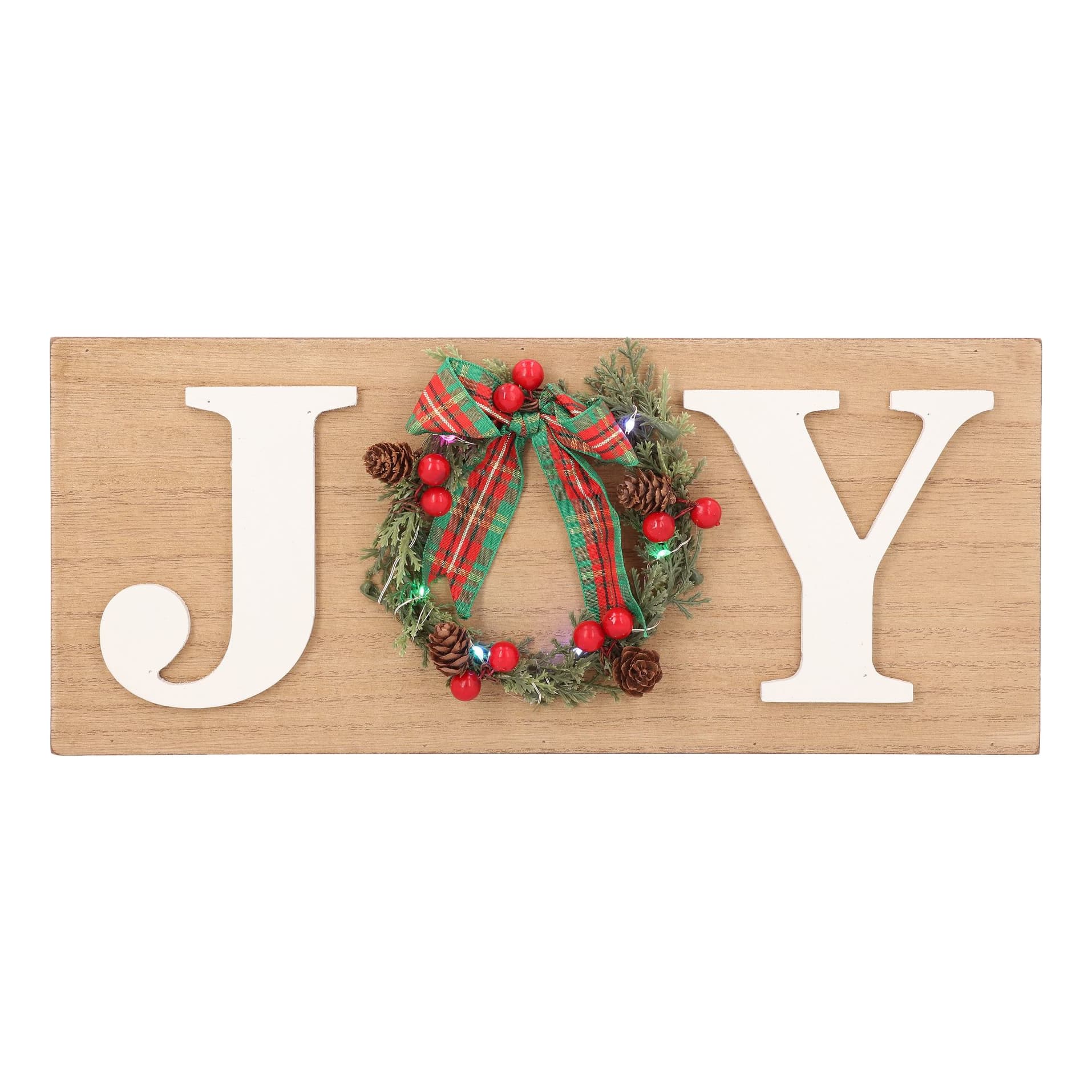 Bass Pro Shops® Joy Wood Sign with Light-Up Wreath