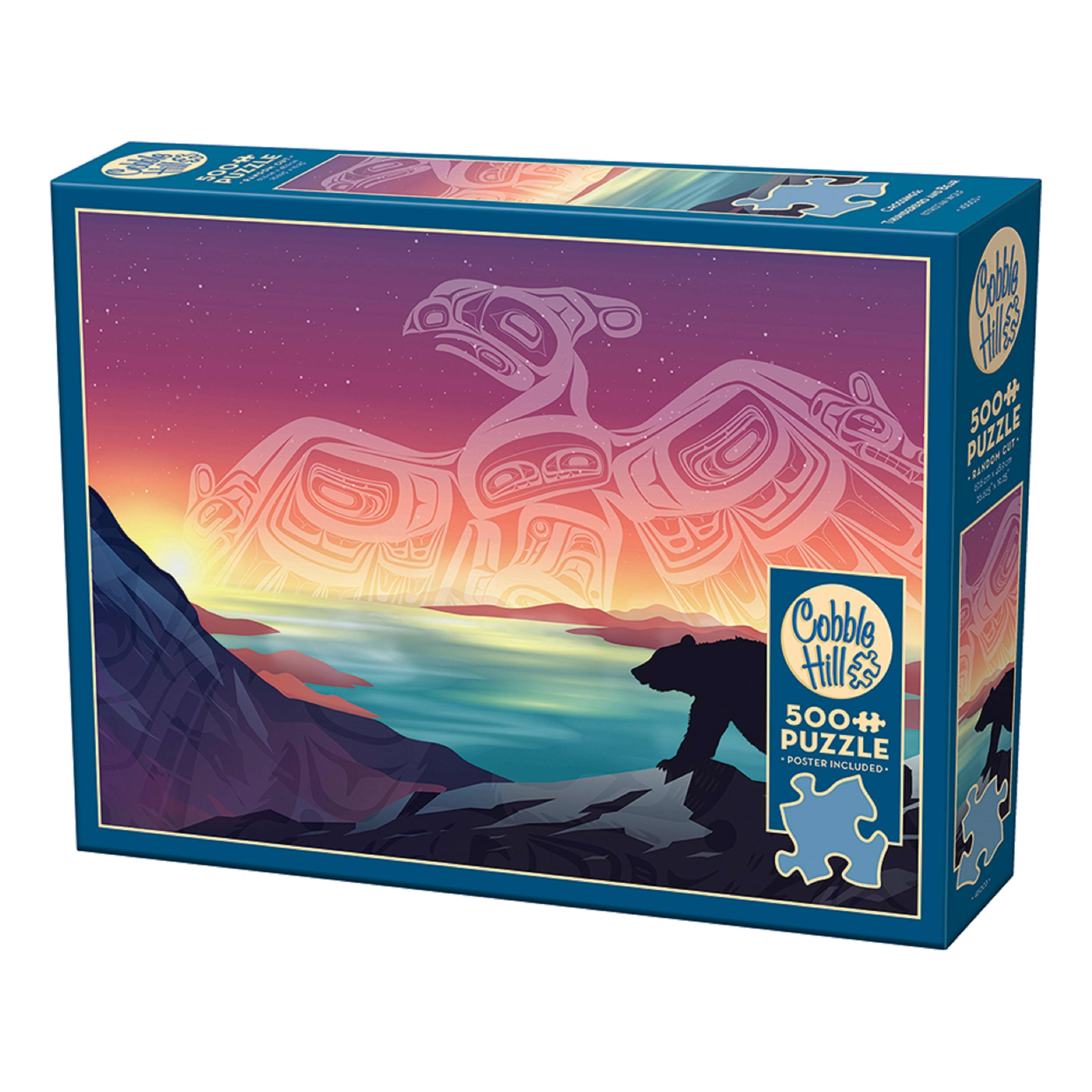 Cobble Hill Puzzle 500 Pezzi "Canoe Lake" | Paesaggio Tramonto Sul Lago Con Falò, Poster Incluso, 49x68 Cm, Per Adulti E Bambini 12+