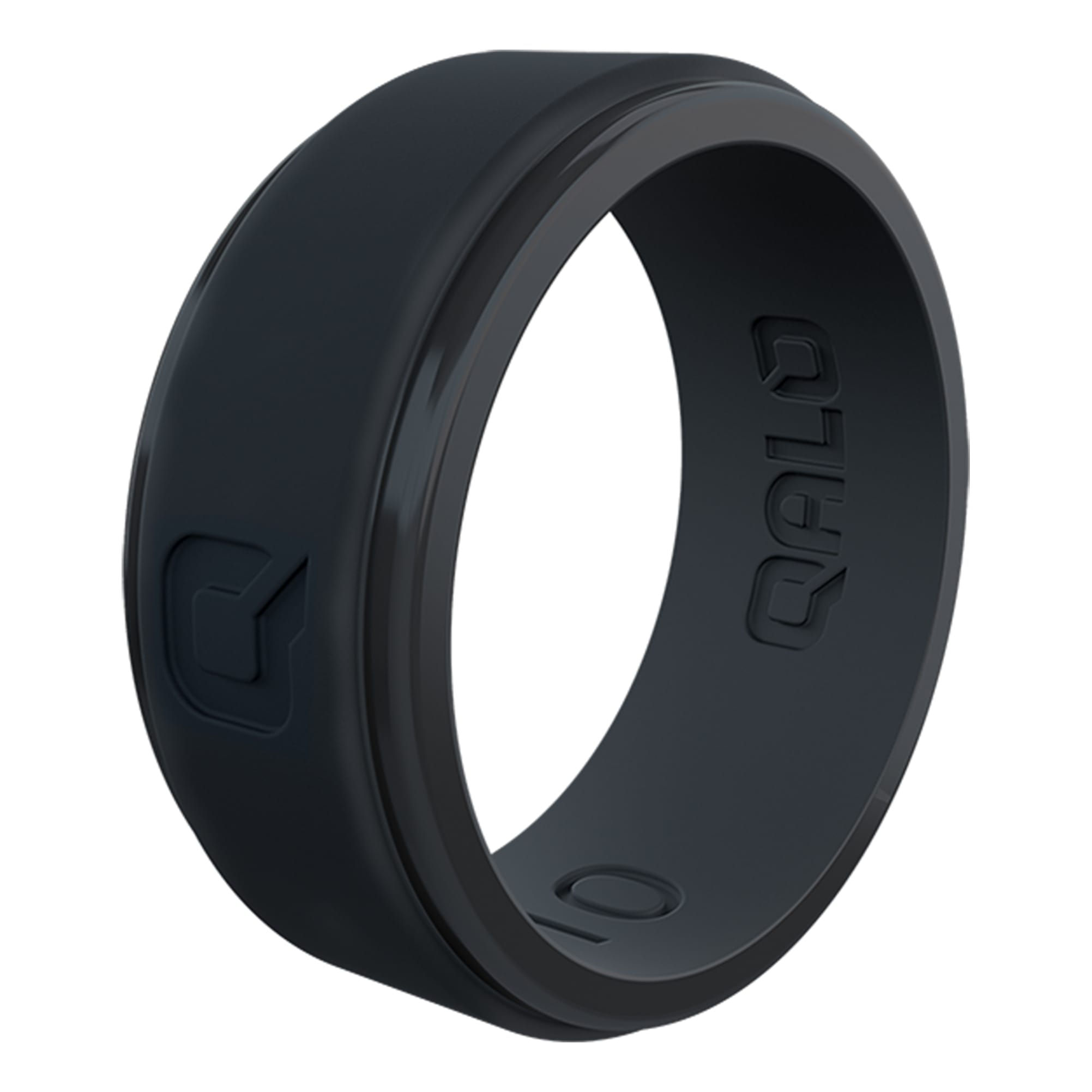 QALO Men’s Gunmetal Step Edge Silicone Ring