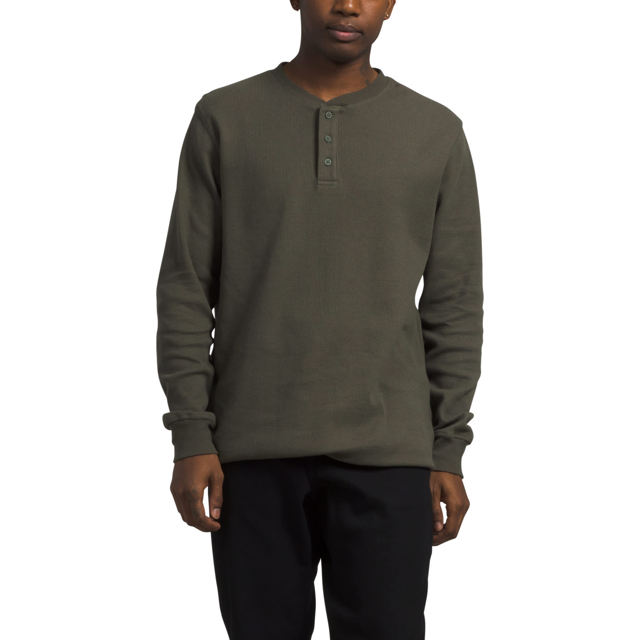 Mahogany Long Sleeve Waffle Henley - True Classic