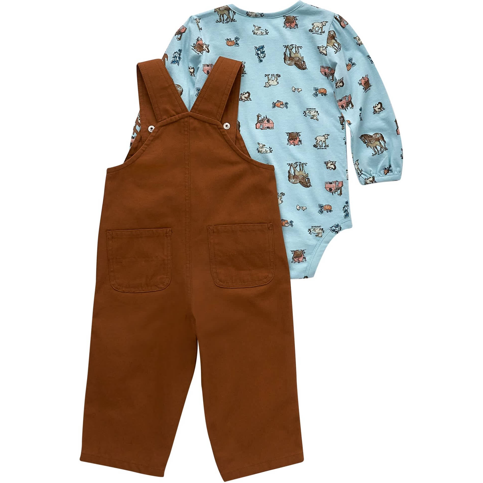 Carhartt® Infant Girls’ Long-Sleeve Print Bodysuit And Canvas Overalls Set