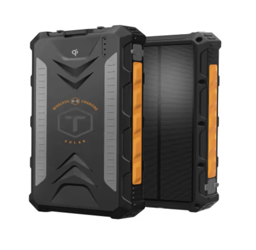 BLAVOR Solar Power Bank, Qi Wireless Charger 10,000mAh External Battery Pack Type C Input Output Dual Super Bright Flashlight Compass Carabiner Panel
