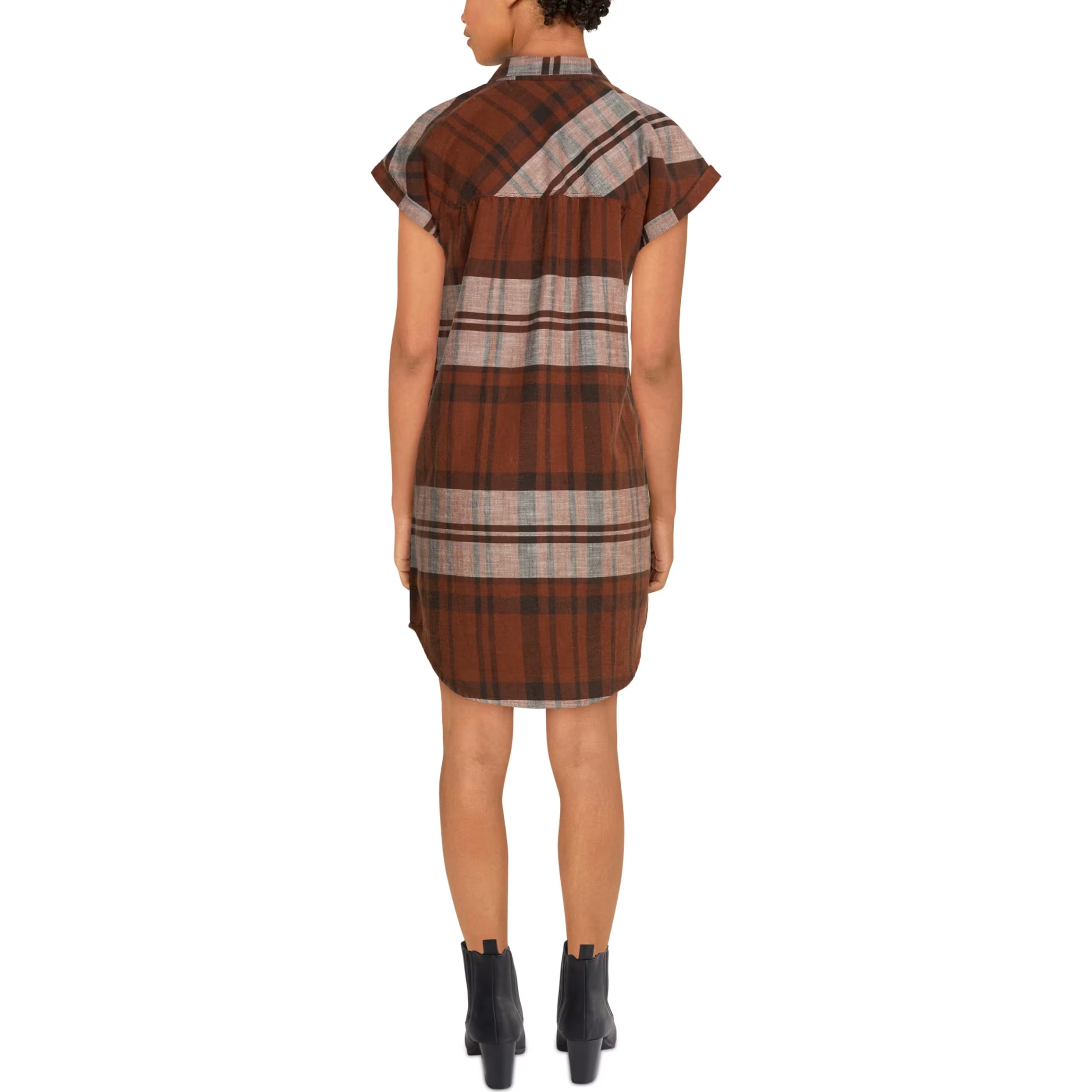Natural Reflections® Women’s Plaid Button-Down Short-Sleeve Dress