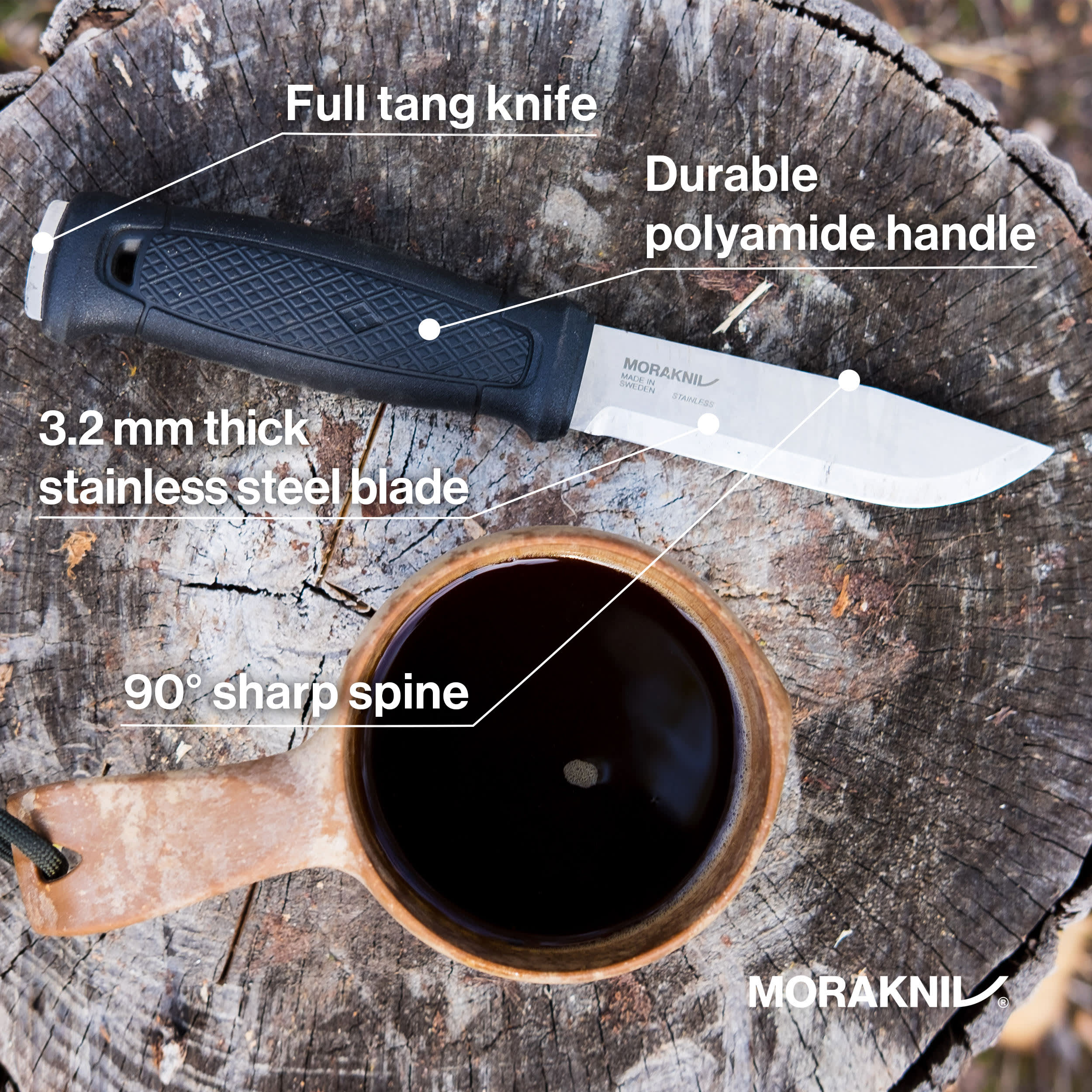 Morakniv Garberg Stainless Steel Fixed Blade Knife w/Poly Sheath