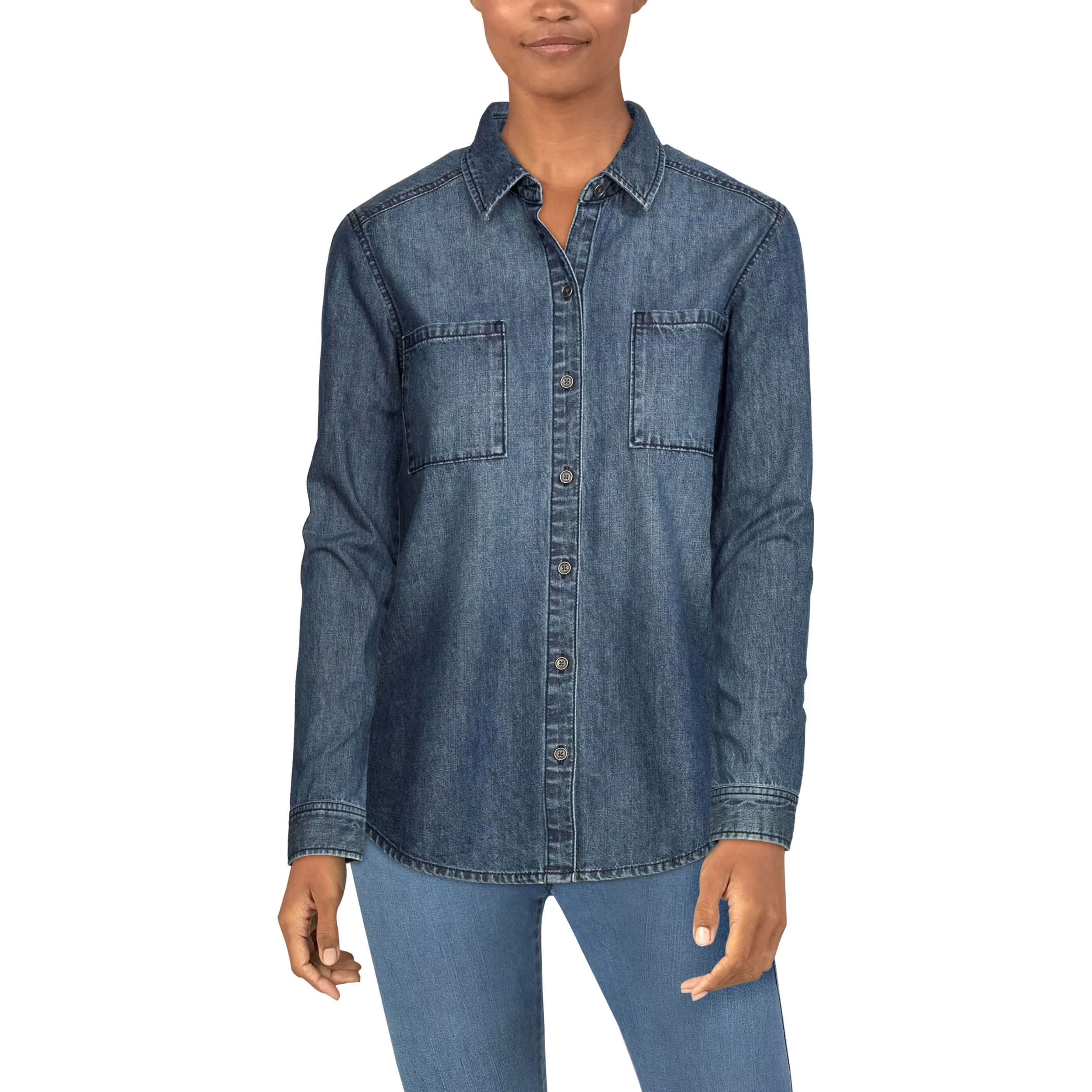 Grey denim shirt womens store