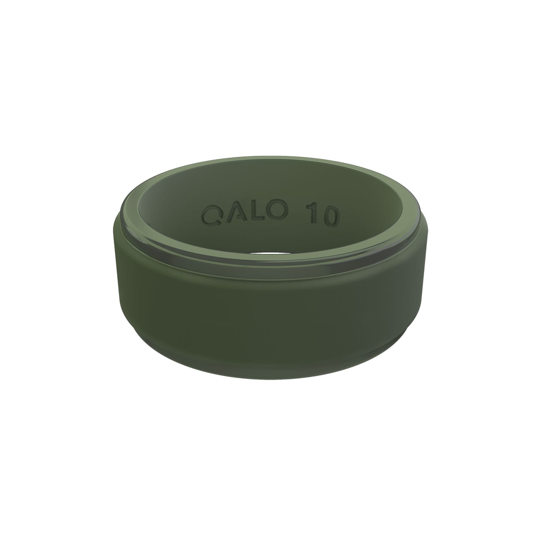 QALO Men’s Pine Green Step Edge Polished Silicone Ring