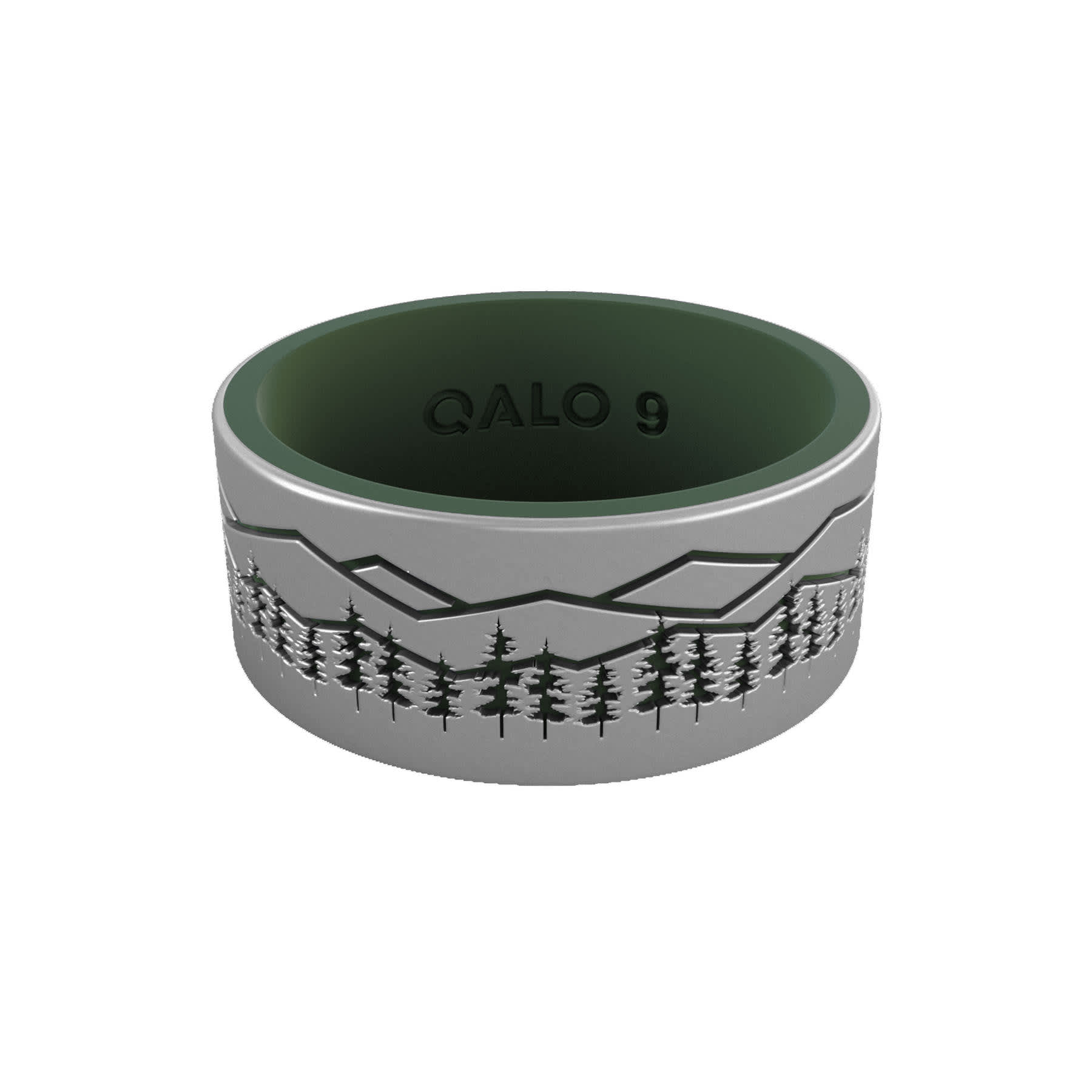 QALO Men s Silver and Pine Green Smokey Mountains Strata Silicone