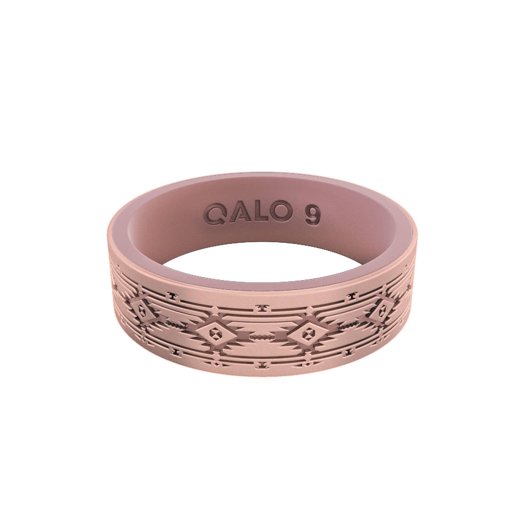 QALO Women s Rose Gold and Mauve Heritage Strata Silicone Ring