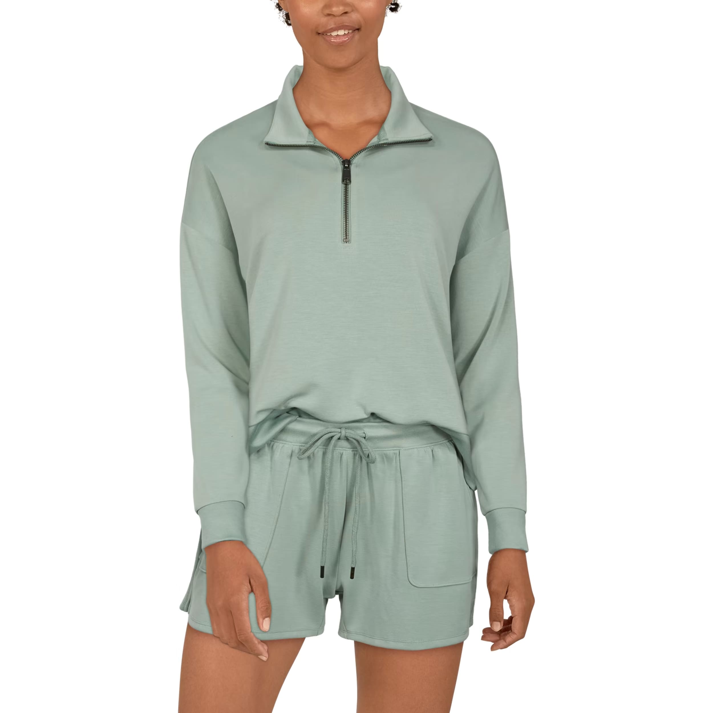 Grey quarter zip pullover women's on sale