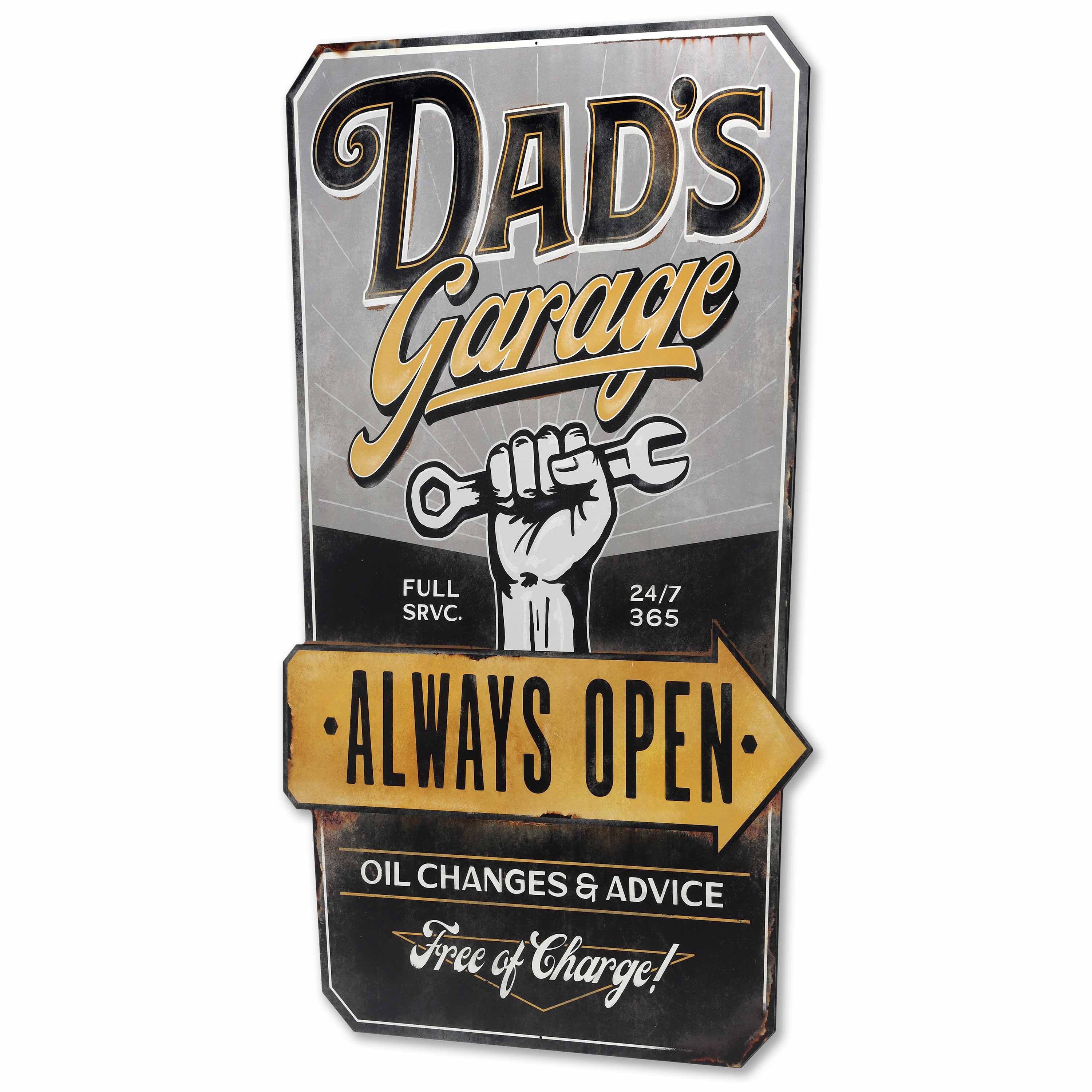 Open Road's Dad's Garage Always Open Metal Sign