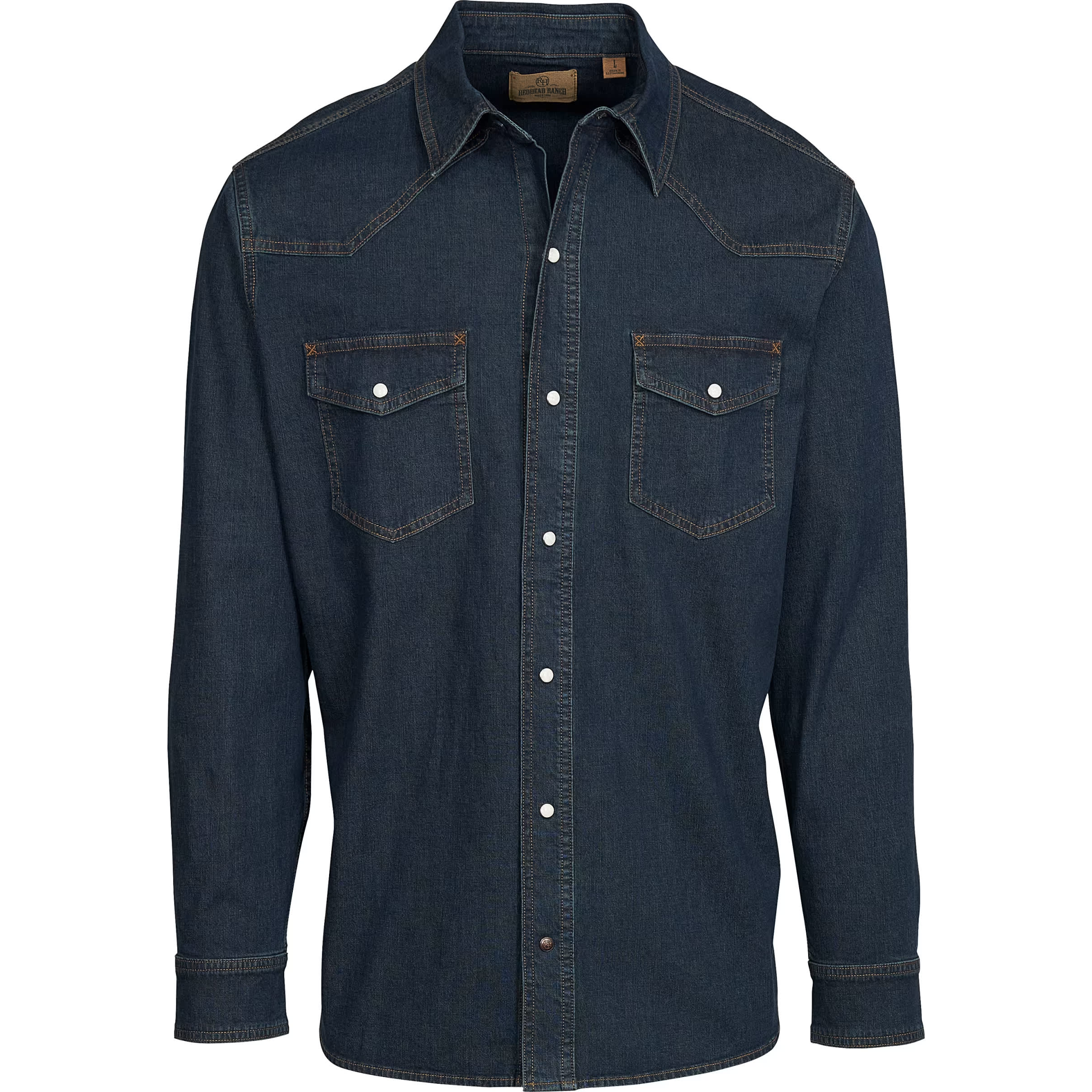 Mens denim snap front shirt discount