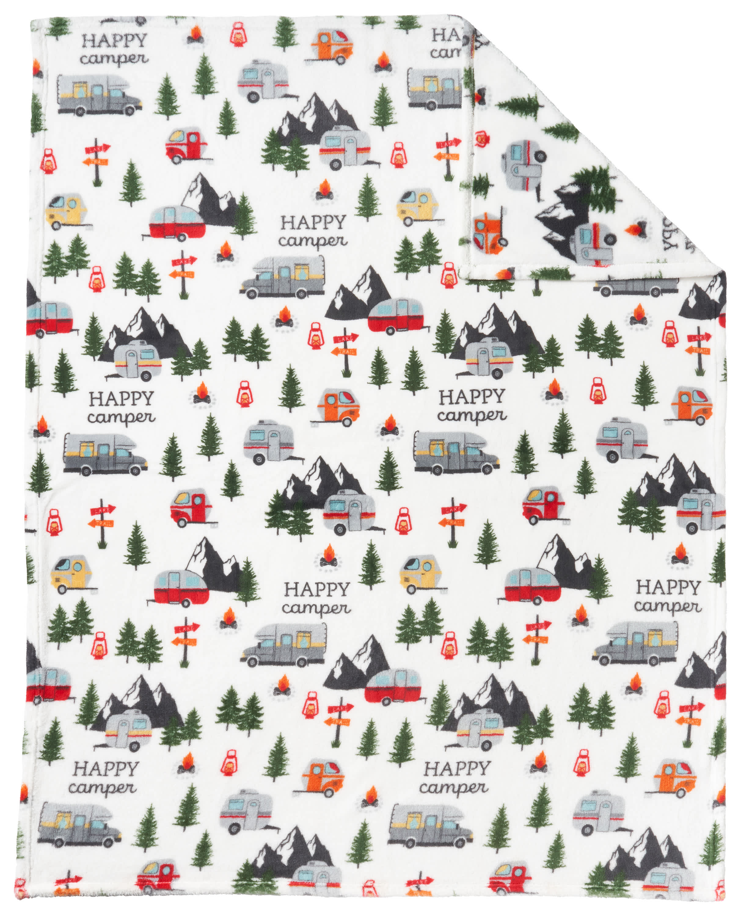 White River Home Happy Camper Coral Fleece Throw