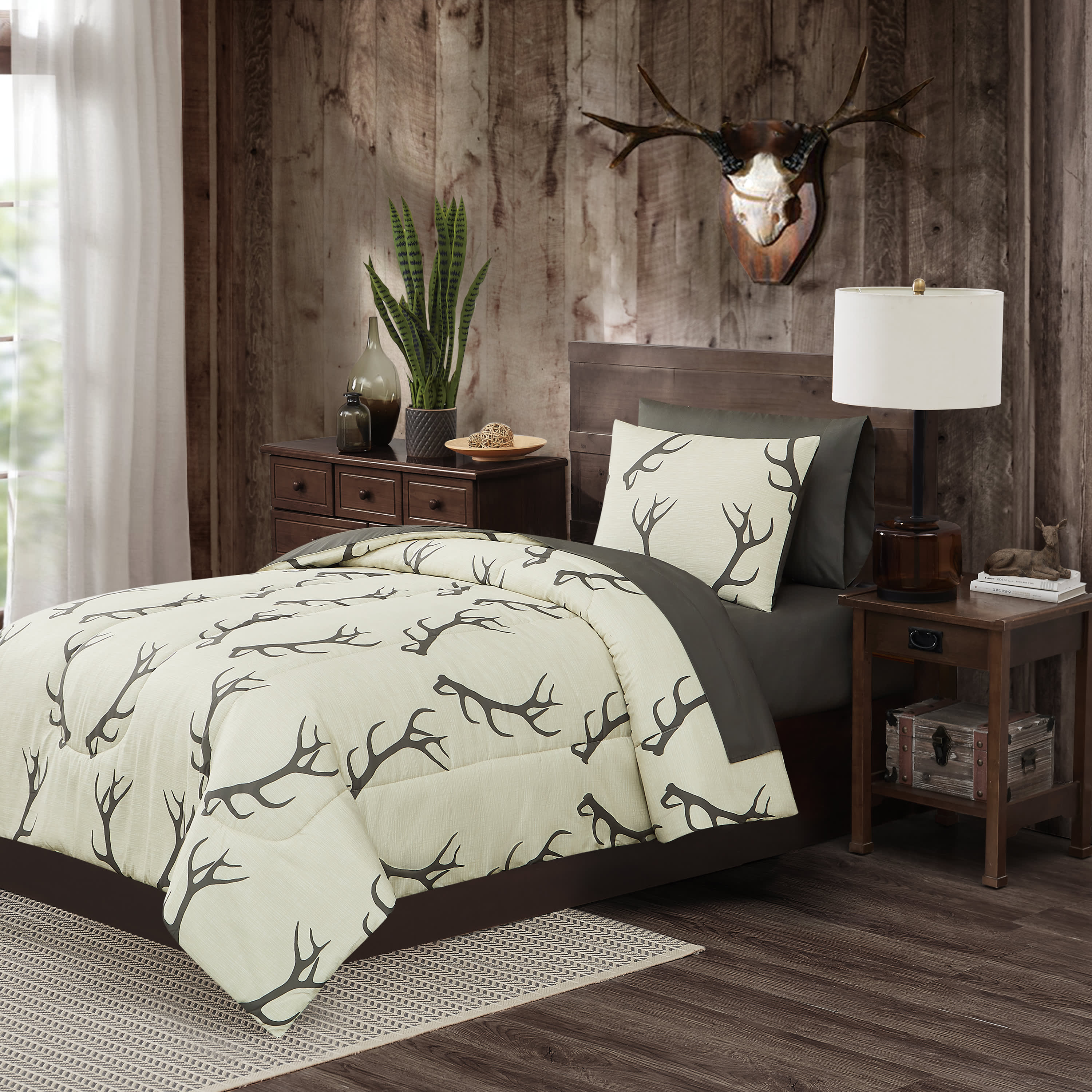 Lucky Textile Mills White River Lodge View Collection Bedding Set - Brown