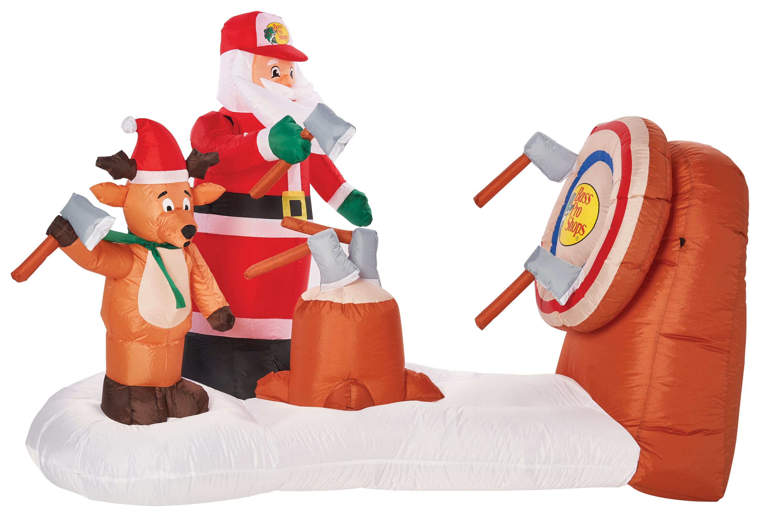 Bass Pro Shops® Animated AxeThrowing Santa and Reindeer Inflatable