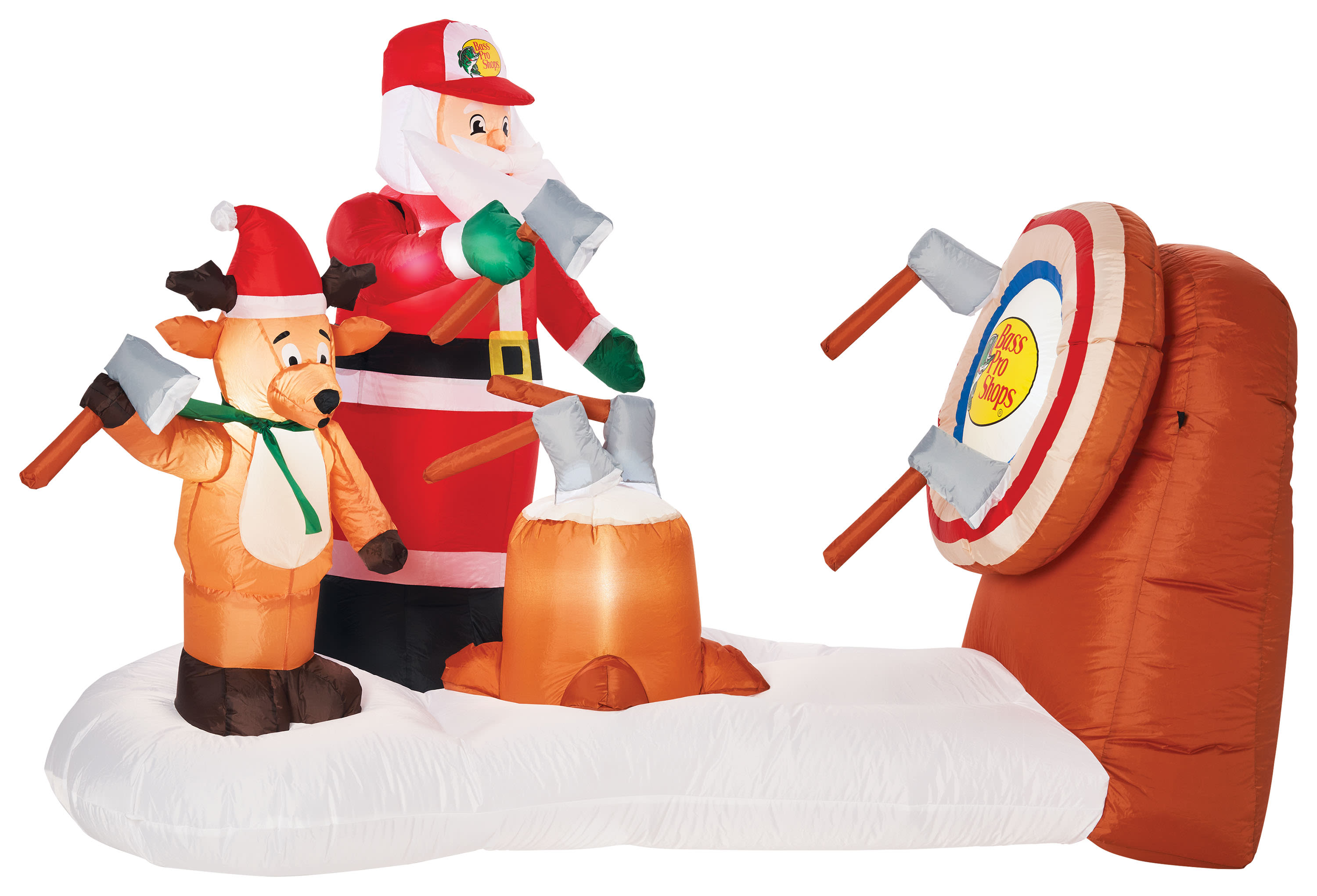 Bass Pro Shops® Animated Axe-Throwing Santa and Reindeer Inflatable