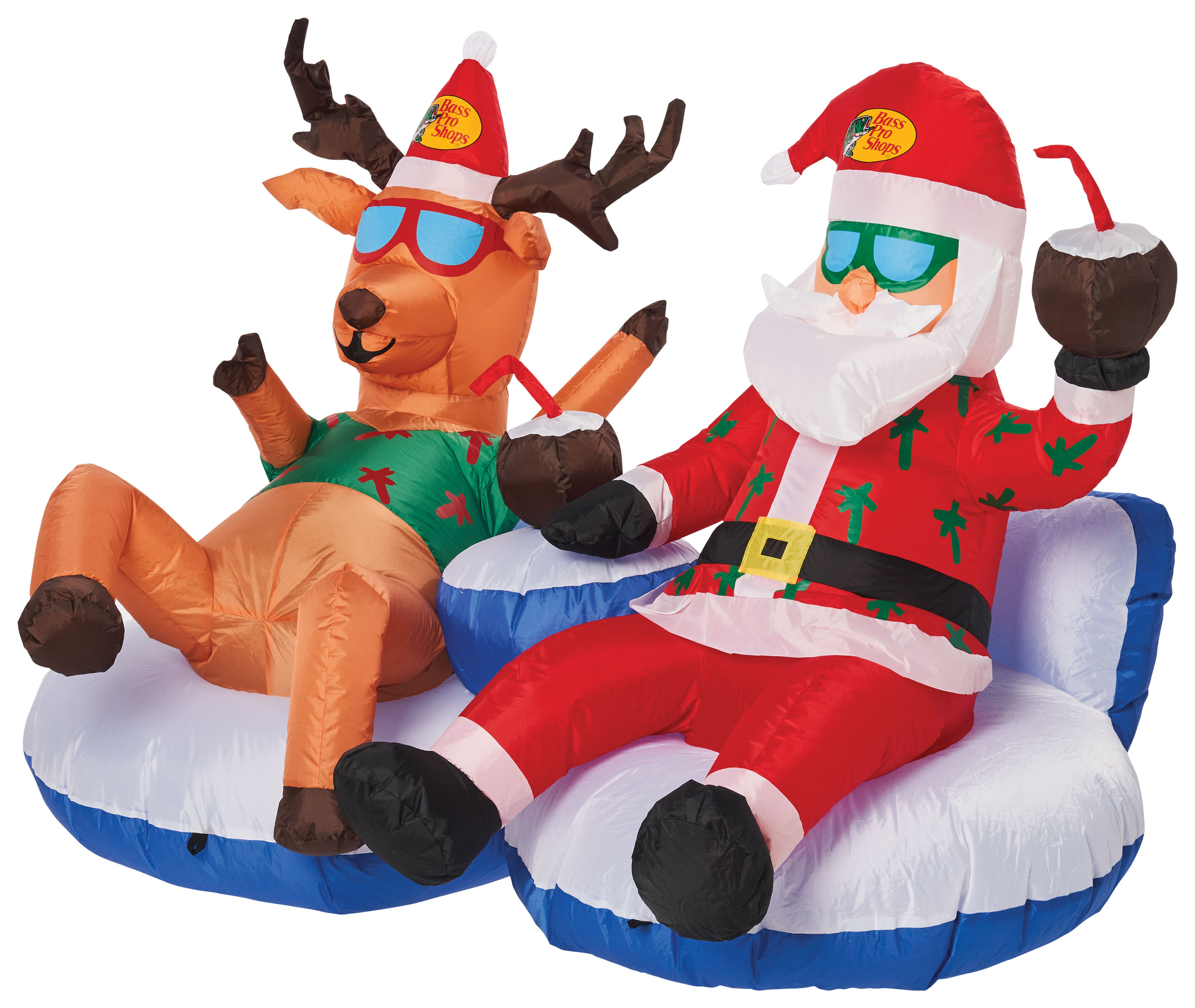 Bass Pro Shops® Festive Float Trip Reindeer and Santa Inflatable
