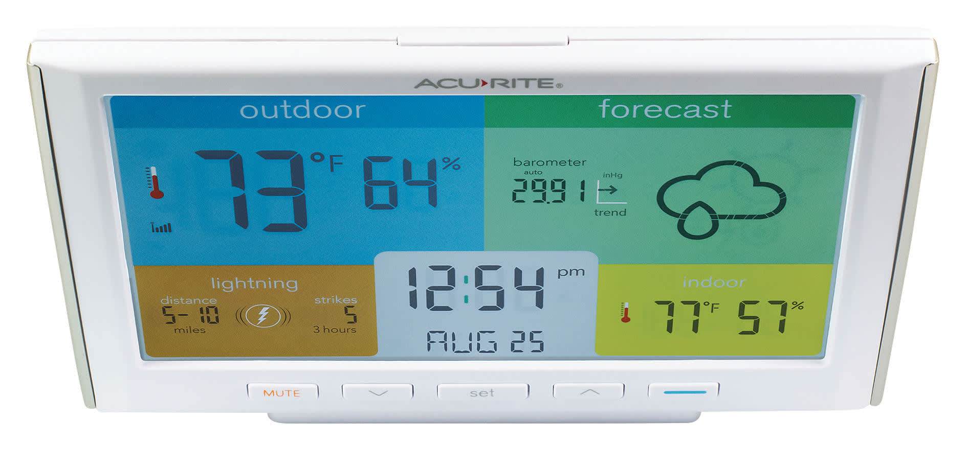 AcuRite® Weather Station Forecaster for Indoor/Outdoor Temperature and Humidity and Lightning Detection with Built-In Barometer