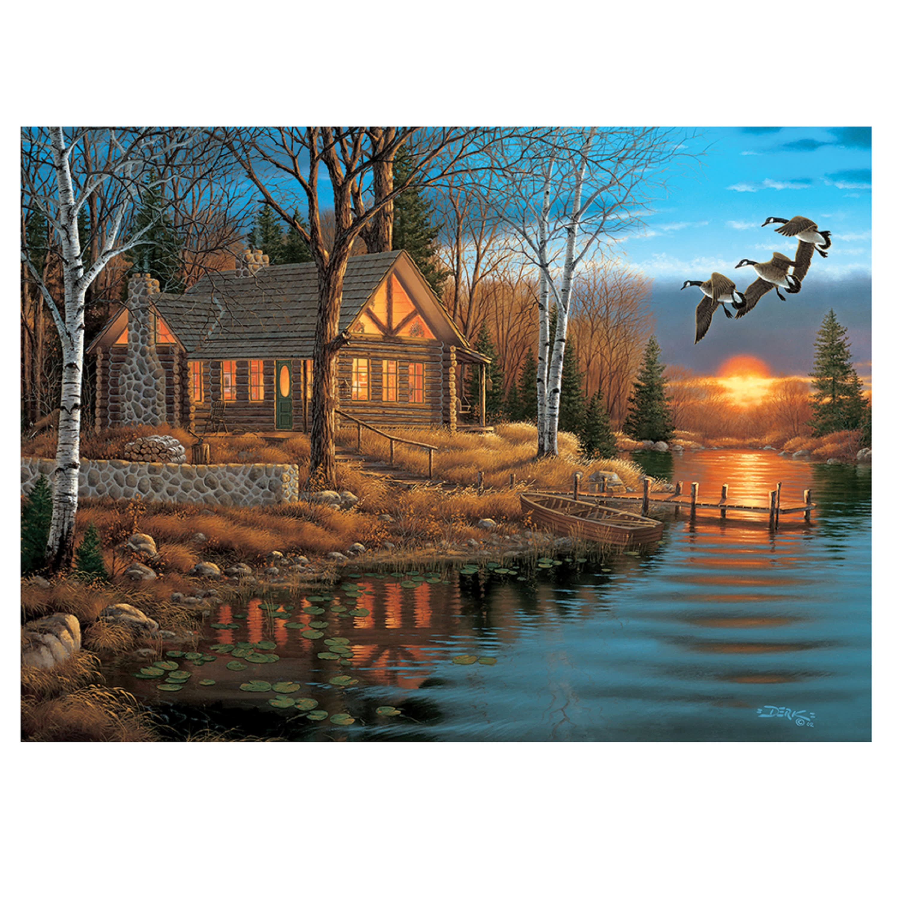 Река домов картина. Cobble Hill пазлы. Дерк Хансен. Картина дом в лесу. Пейзаж домик у озера.