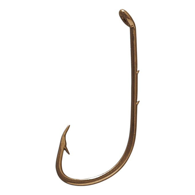 Lot 5 Packs (25 hooks) New Mustad 160 Snelled Fish Hooks Size 8 wide gap  bronze